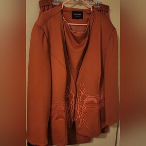 3pc Orange Skirt Suit Plus Size